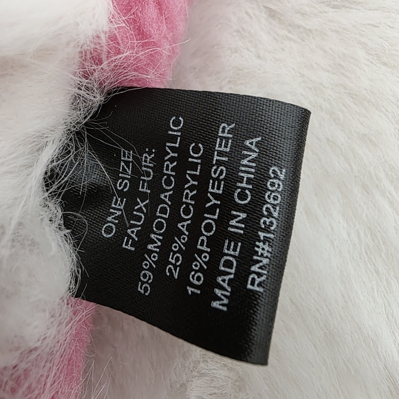 NEW Heurueh Faux Fur Hybrid Pull Through Scarf Pink White - Picture 6 of 11